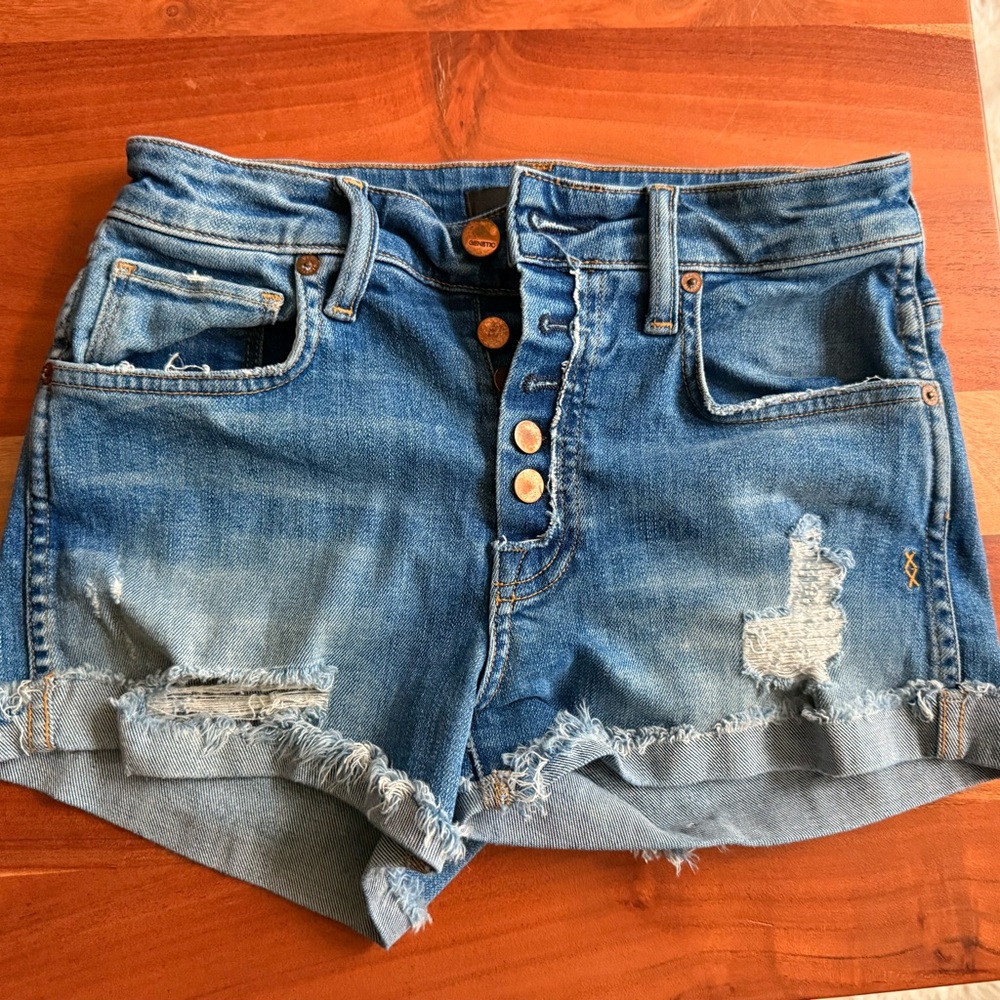Genetic Denim Blue Jean Shorts Distressed